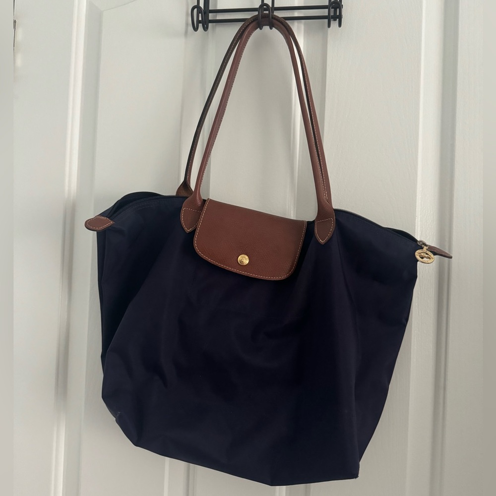 Navy Longchamp - Shoulder Tote Bag Large